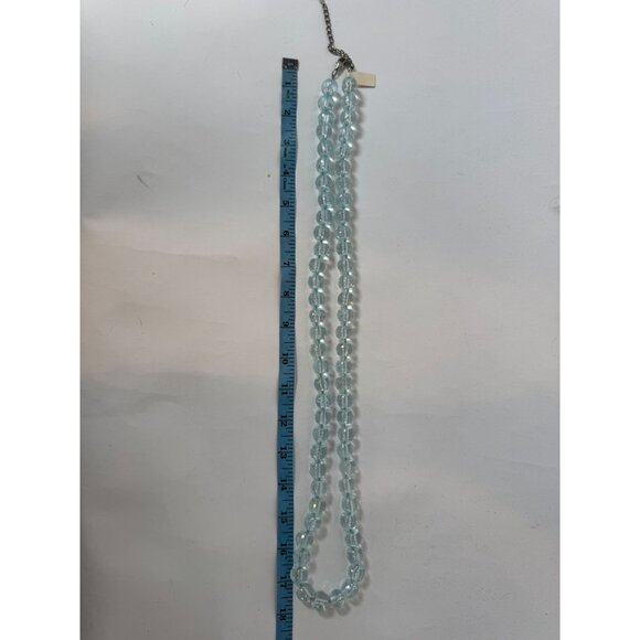 Vintage EsMor long single Strand Aqua Blue Faceted Glass Bead Necklace 18 Inches - Picture 6 of 16